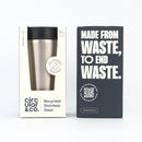 Circular&Co. Made From: Recycled Stainless Steel - 12oz Cup - Uncoated / Ink Black Lid