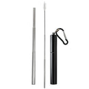 Collapsible reusable Stainless steel Straw with Capsule case - Black