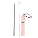 Collapsible reusable Stainless steel Straw with Capsule case - Rose Gold