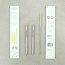 Stainless Steel Short Reusable Drinking Straws - Pack of 2 with brush