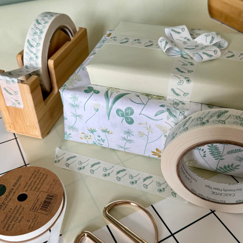 Cascayde 50m Paper Tape - Green Floral (24mm wide)