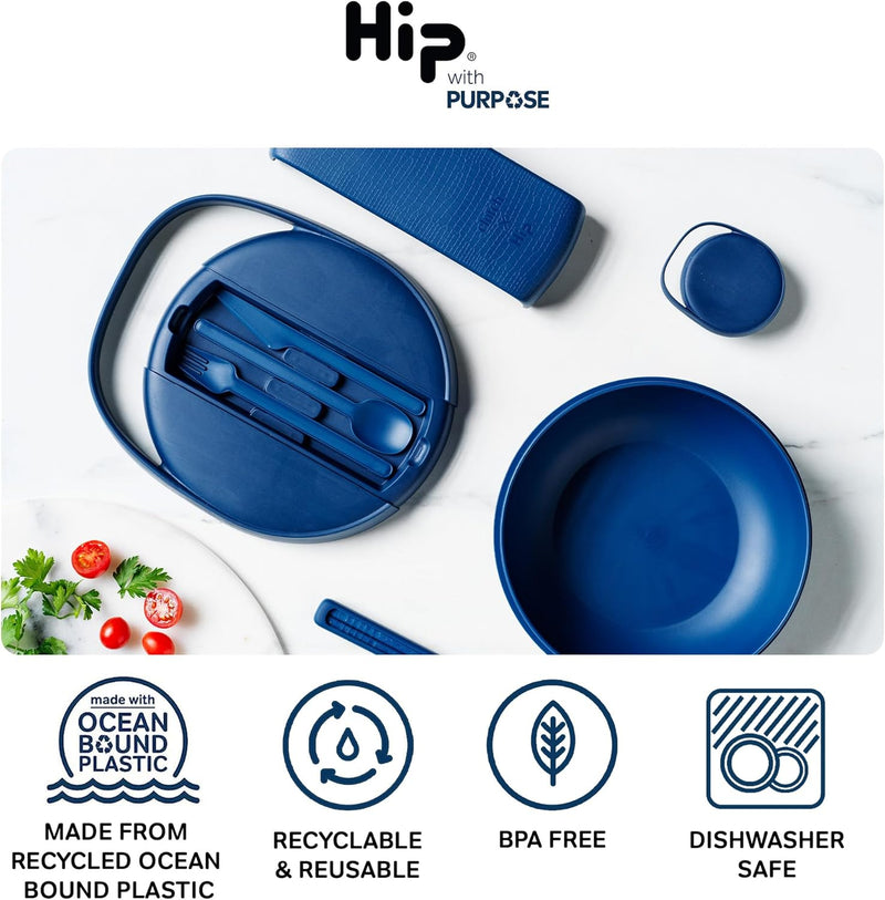 Hip Reusable Clutch Box with Cutlery : Navy