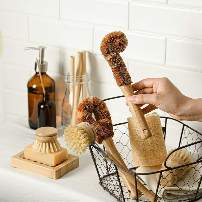 Jungle Culture Bamboo Dish Brush Set | Eco-Friendly Washing Up Brushes 6pcs