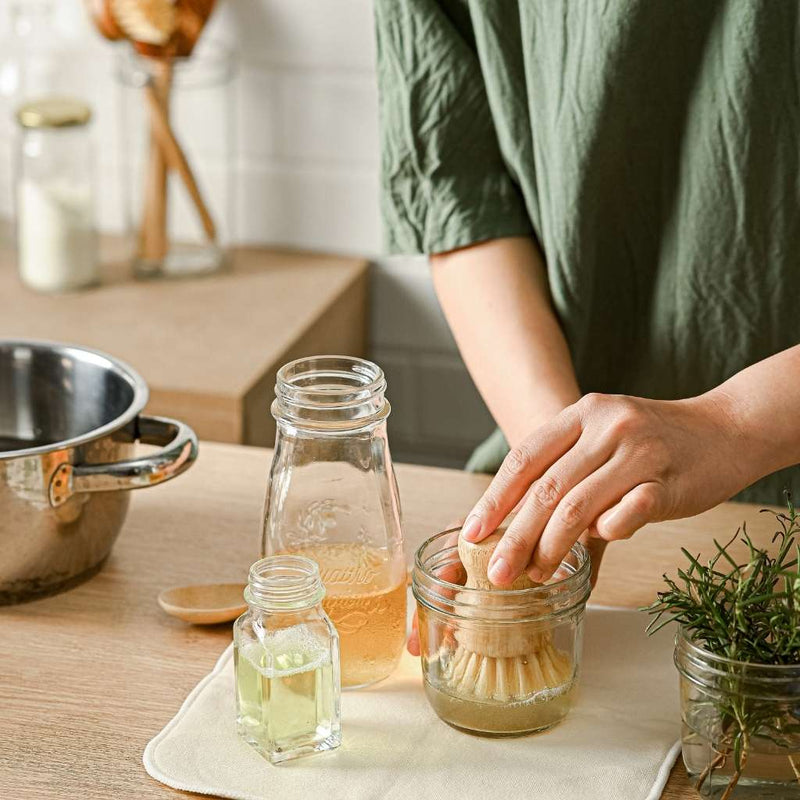 Jungle Culture Bamboo Dish Brush Set | Eco-Friendly Washing Up Brushes 6pcs