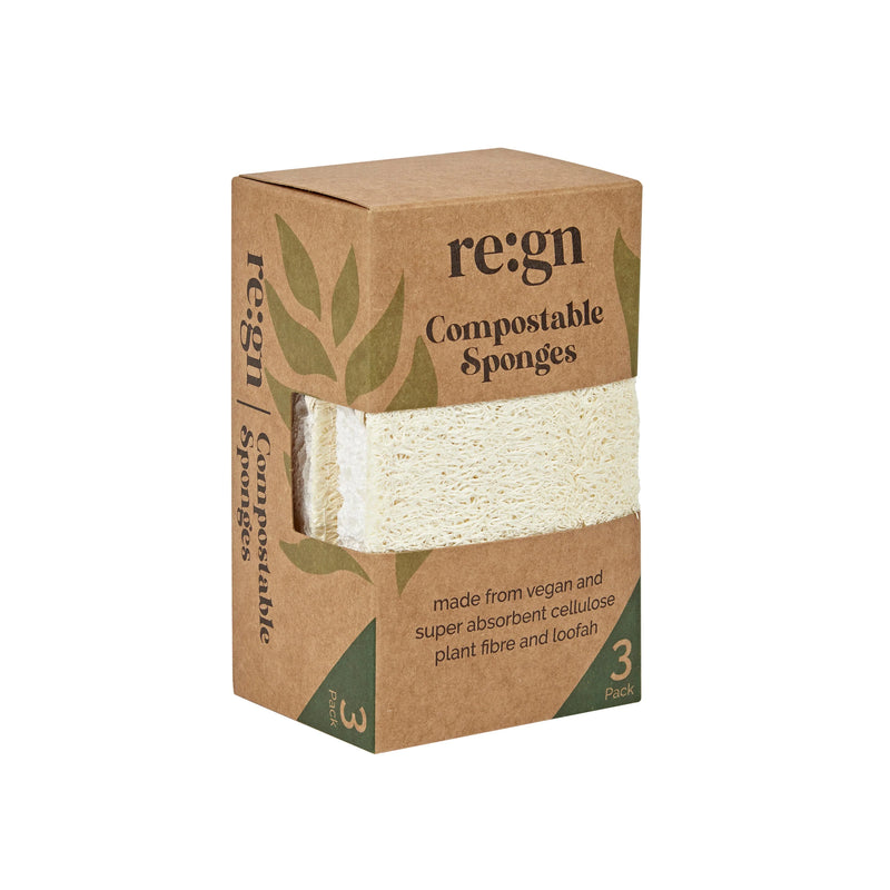 Re:gn Natural Compostable Sponges - 3 Pack