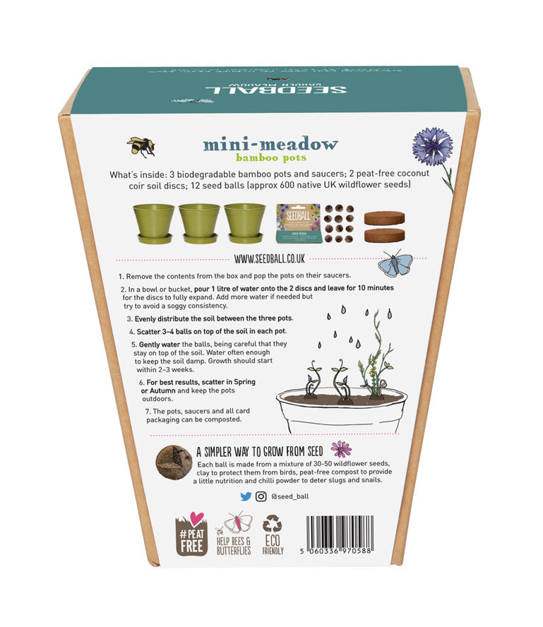 SEEDBALL Mini Meadow Bamboo Pots