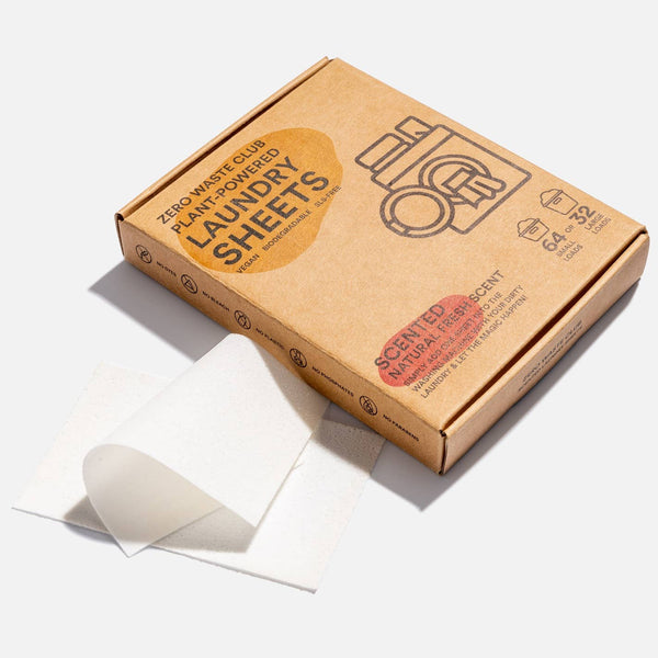 Zero Waste Club Laundry Detergent Sheets - Pack of 64 (Plastic-Free)
