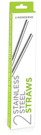 Stainless Steel Straight Reusable Drinking Straws - Pack of 2