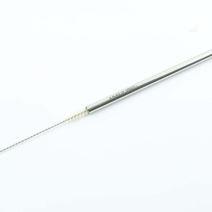 Stainless Steel Short Reusable Drinking Straws - Pack of 2 with brush