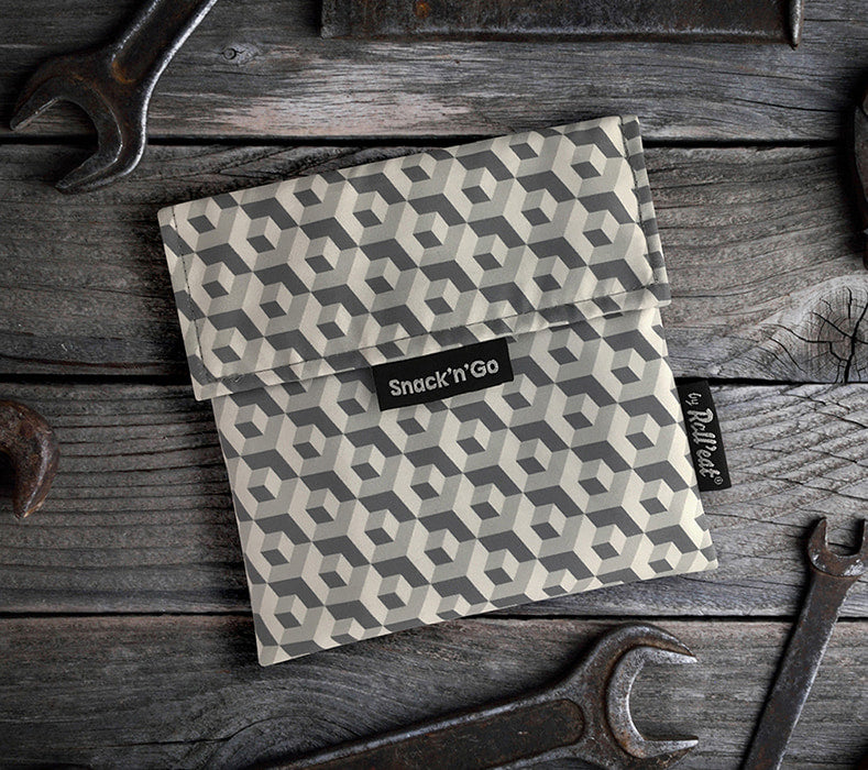 Snack 'n' Go Reusable Snack Bag: Tiles Black